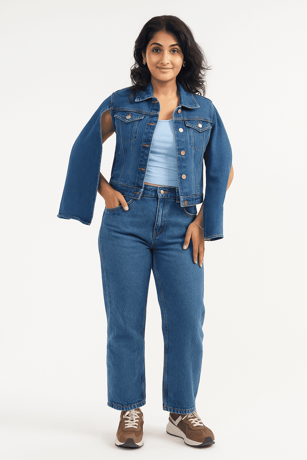 Bold Street Duo | High rise Jeans with cape sleeves Jacket - Image 1