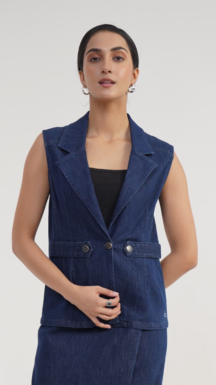 Buttoned Edge | Rinse Wash Buttoned Vest - Image 1