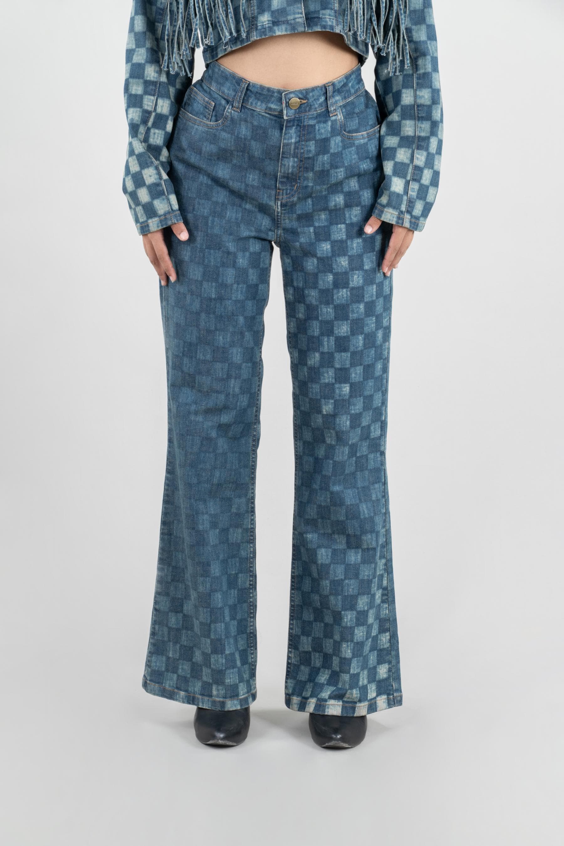 Western Echo | Women's Chequered Jeans