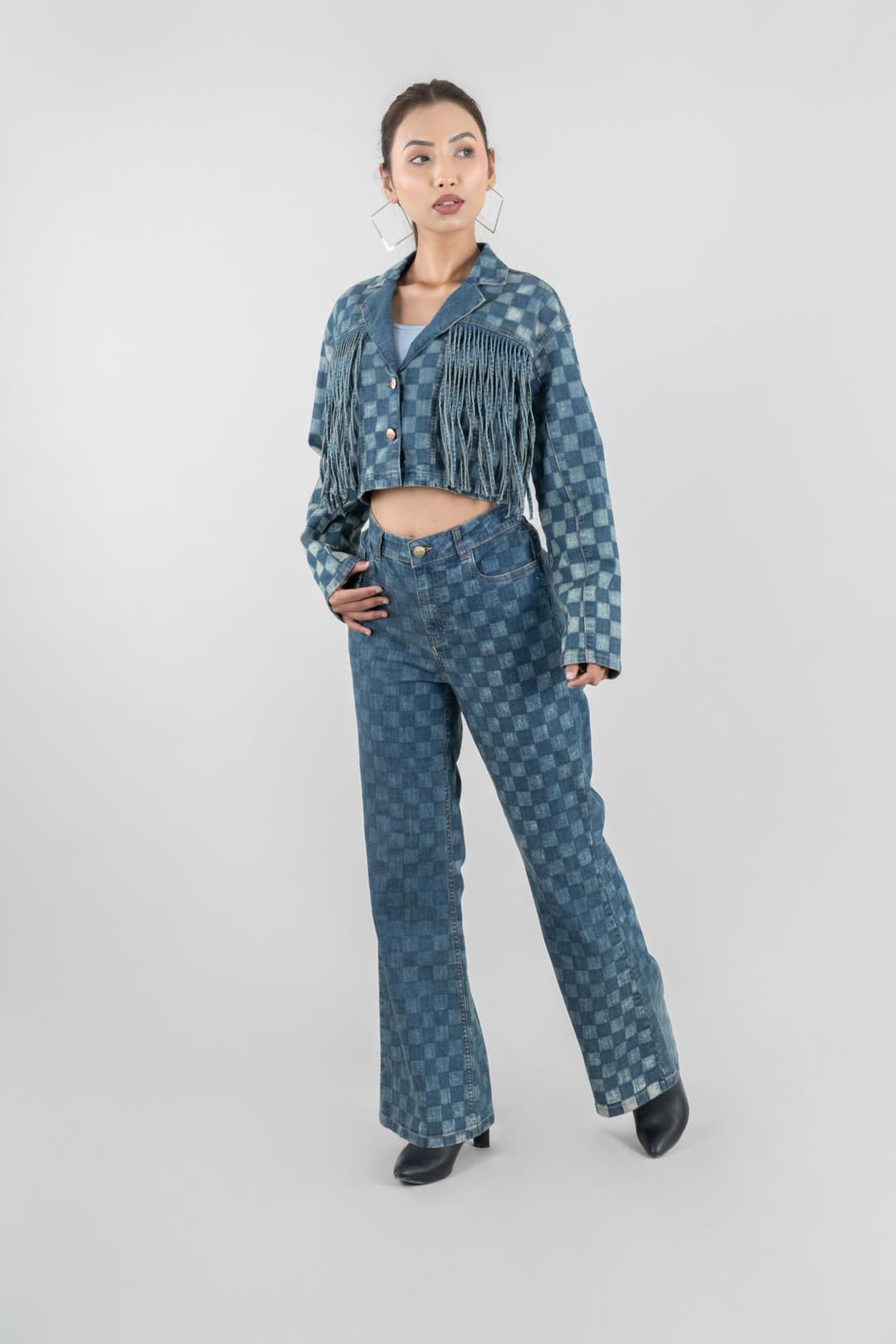 Western Echo | Women's Chequered Jeans - Image 3
