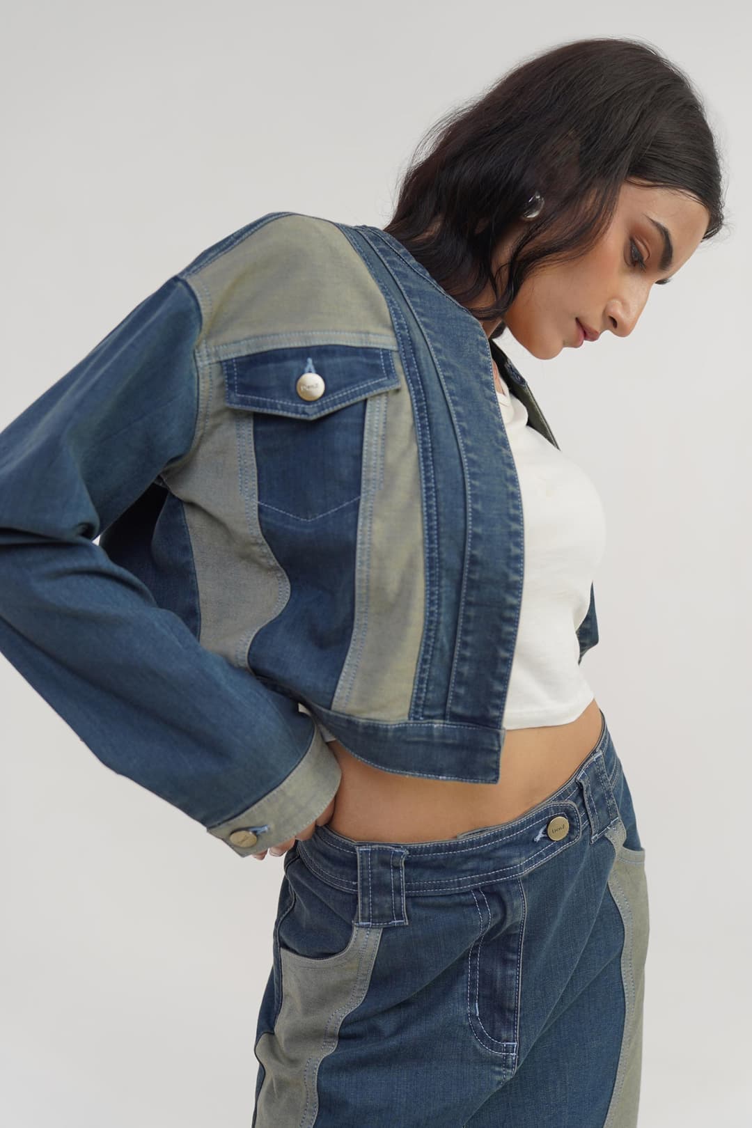 Tint patch | Dual Tone Women's Denim Jacket - Image 6