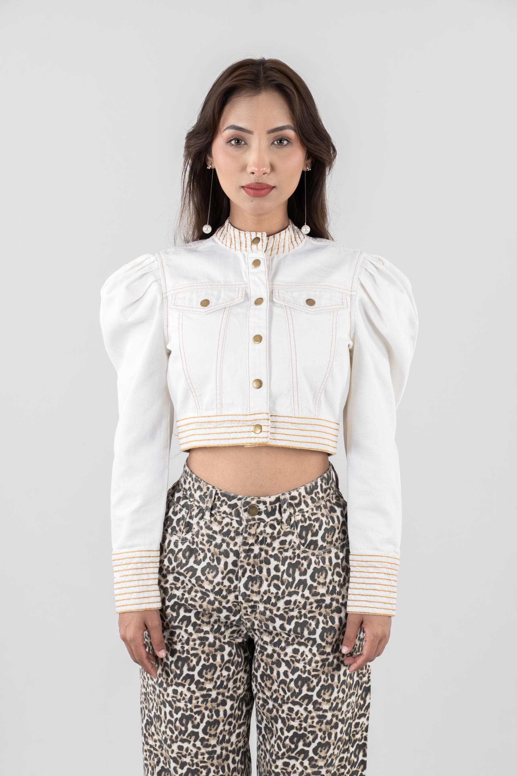 Wild Ivory | Leopard Print Jeans with white Jacket