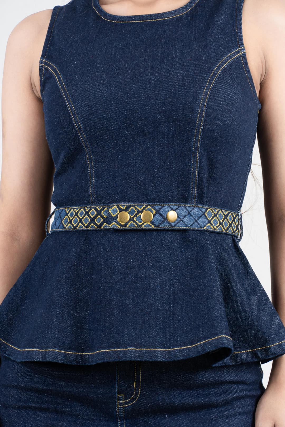Ember Peplum | Belted Denim Top - Image 6