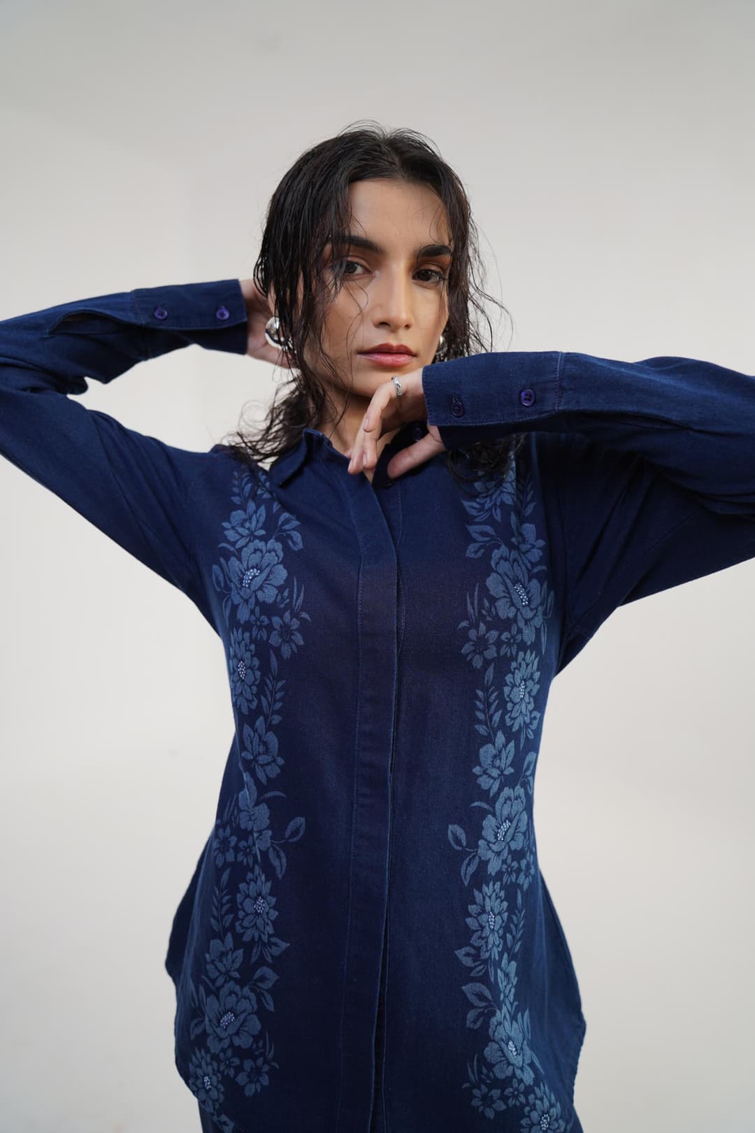 Crystal Drift | Women's Denim Shirt - Image 3