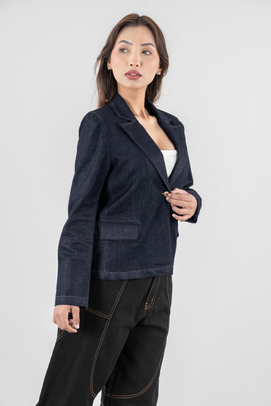 Bronze Babe | Foil layered Denim Blazer - Image 2