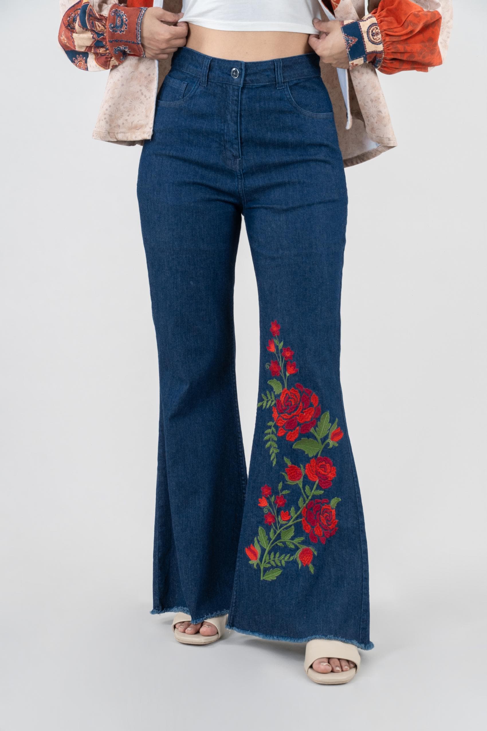 Embro Fray Flare | Embroidered Bootcut Jeans