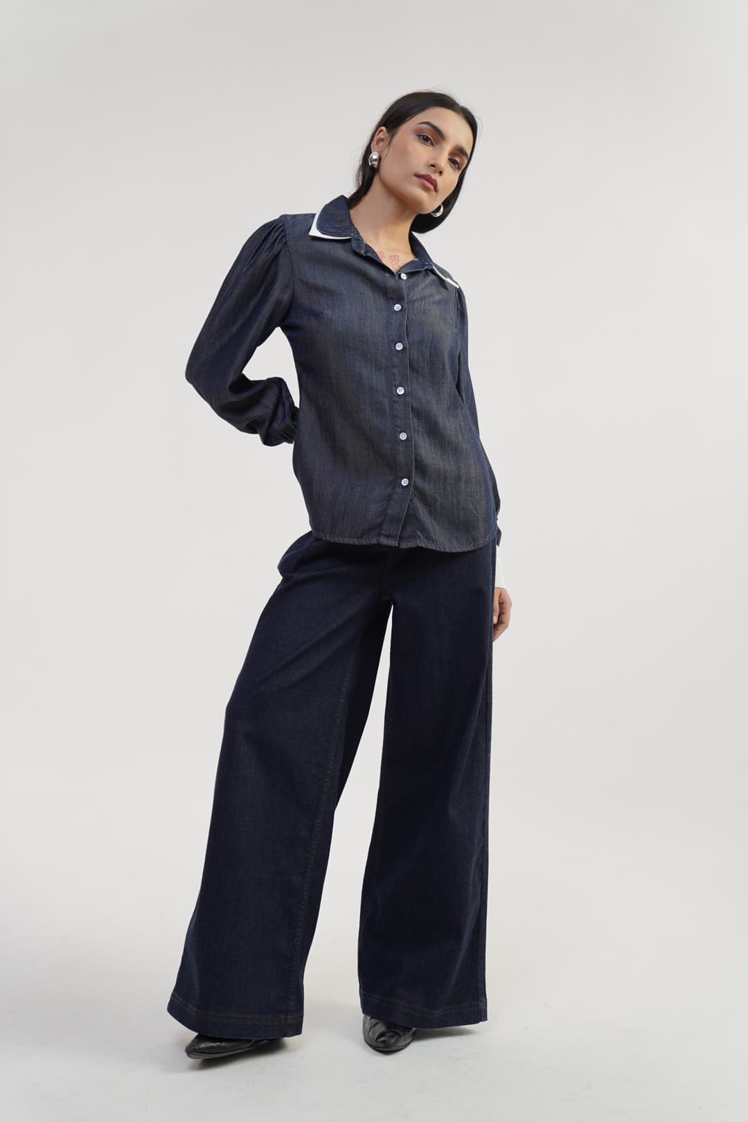 Twill Contrast | Women's Denim Shirt - Image 2