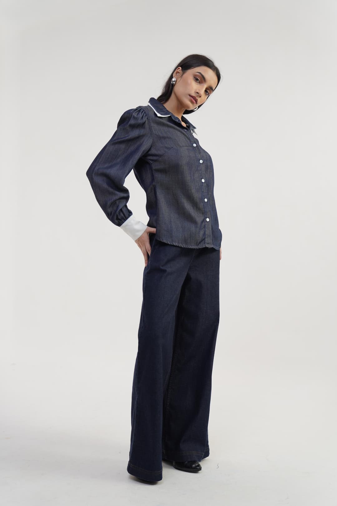 Twill Contrast | Women's Denim Shirt - Image 4