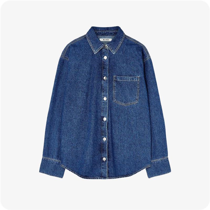 Stylish women's denim shirt, perfect jeans top for girls, featuring a cropped design and sleeveless style.