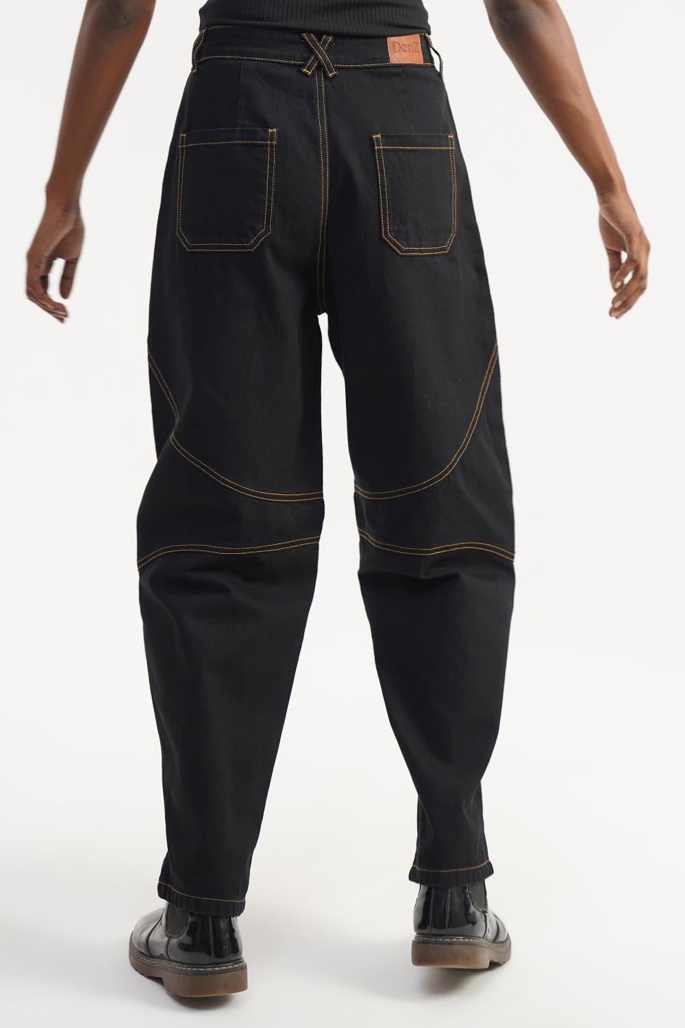 Canyon Black Earth Stitch | High Rise Barrel Fit Jeans