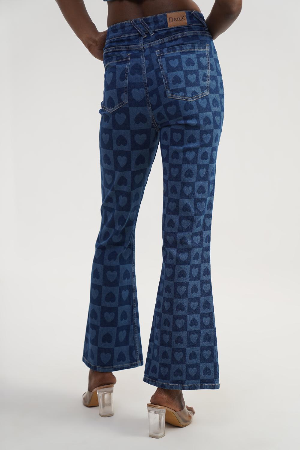 Pixel Hearts | High Rise Bootcut Jeans
