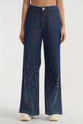 Heart Fade Flare | Laser Drilled High Rise Flared Jeans