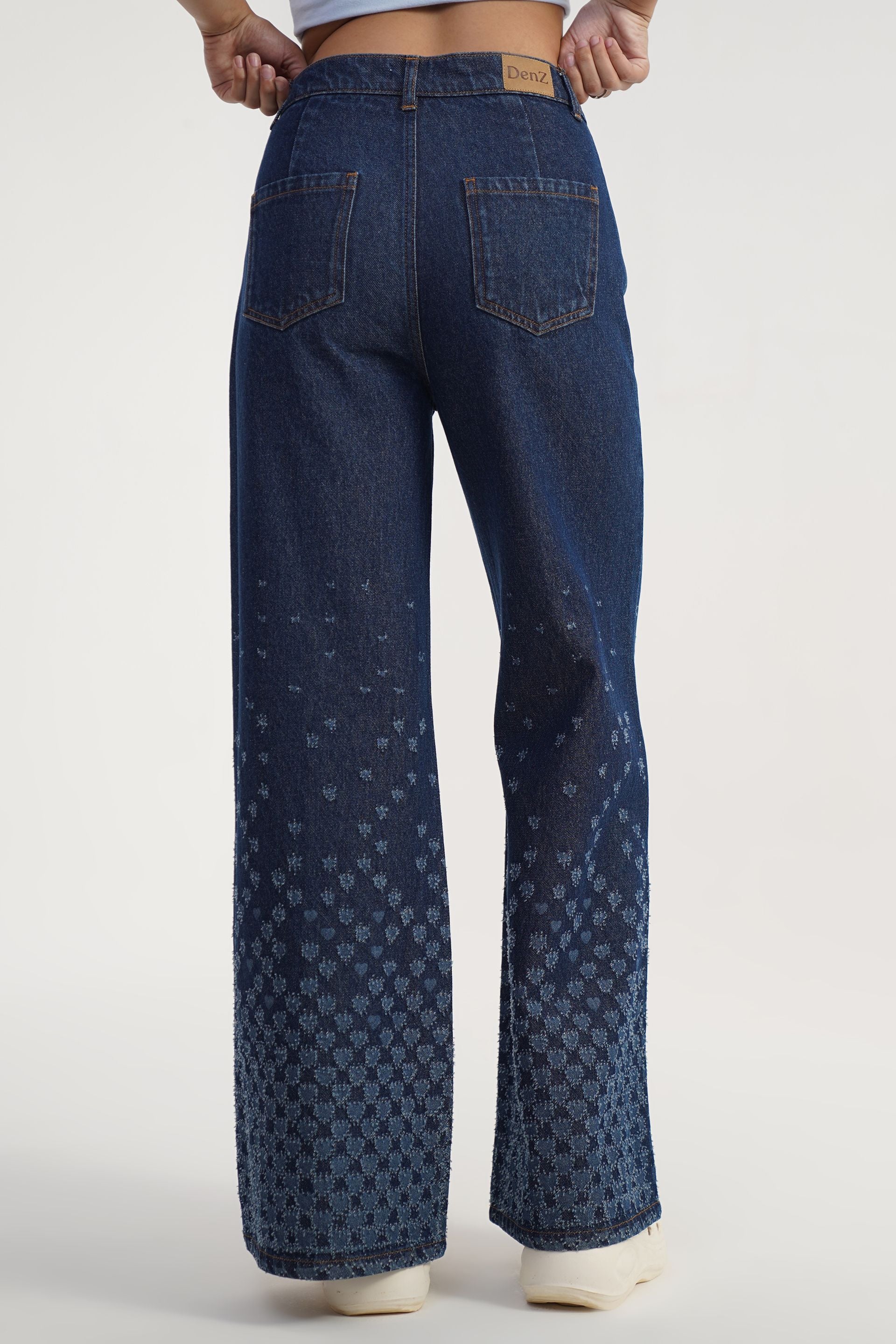 Heart Fade Flare | Laser Drilled High Rise Flared Jeans
