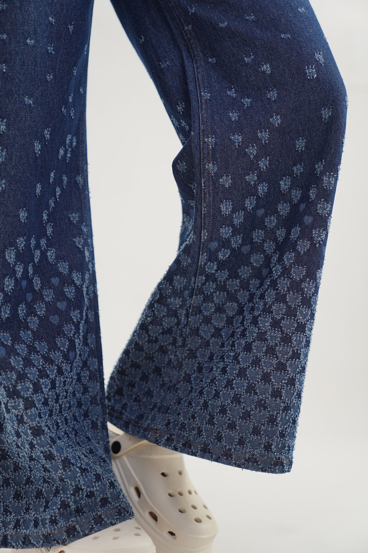 Heart Fade Flare | Laser Drilled High Rise Flared Jeans