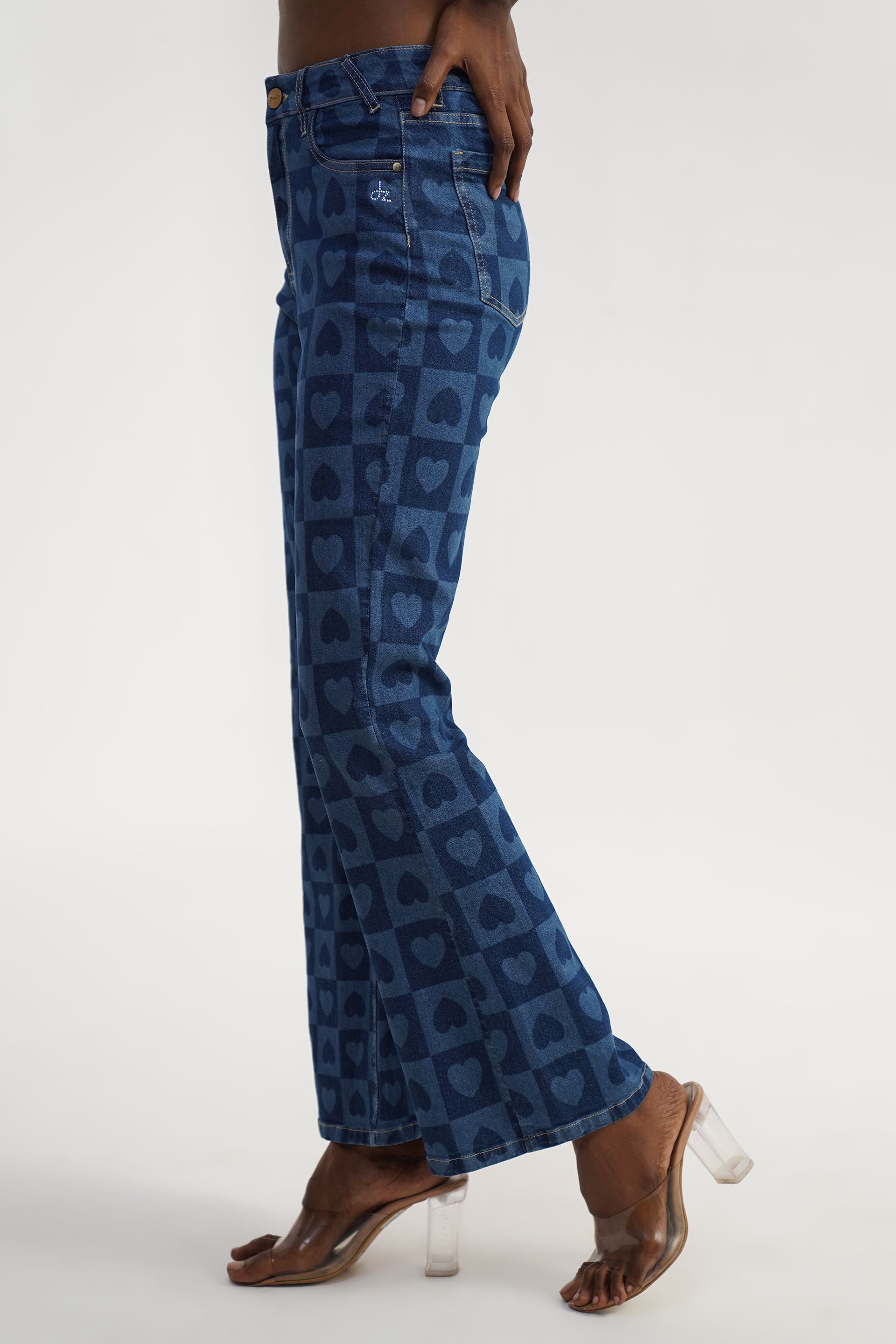 Pixel Hearts | High Rise Bootcut Jeans