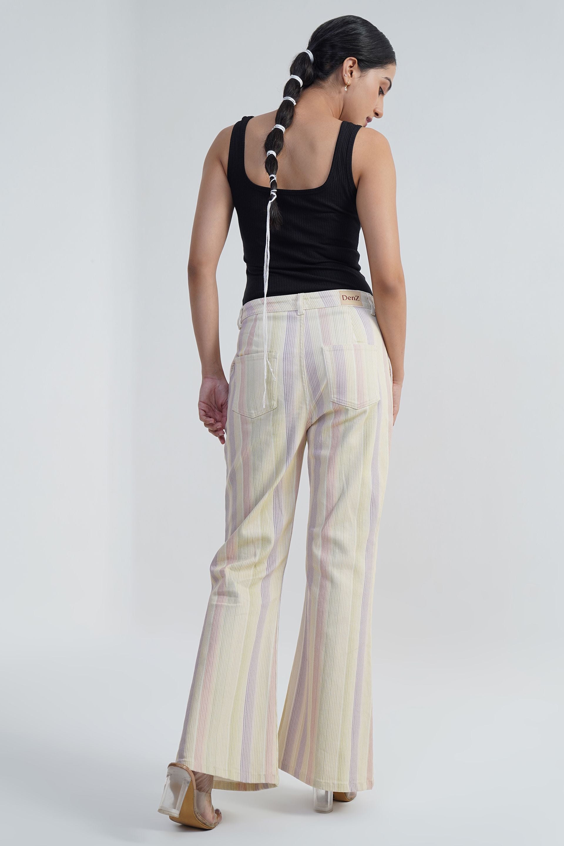 Striped Flare Aura | High Rise Flare Leg Jeans
