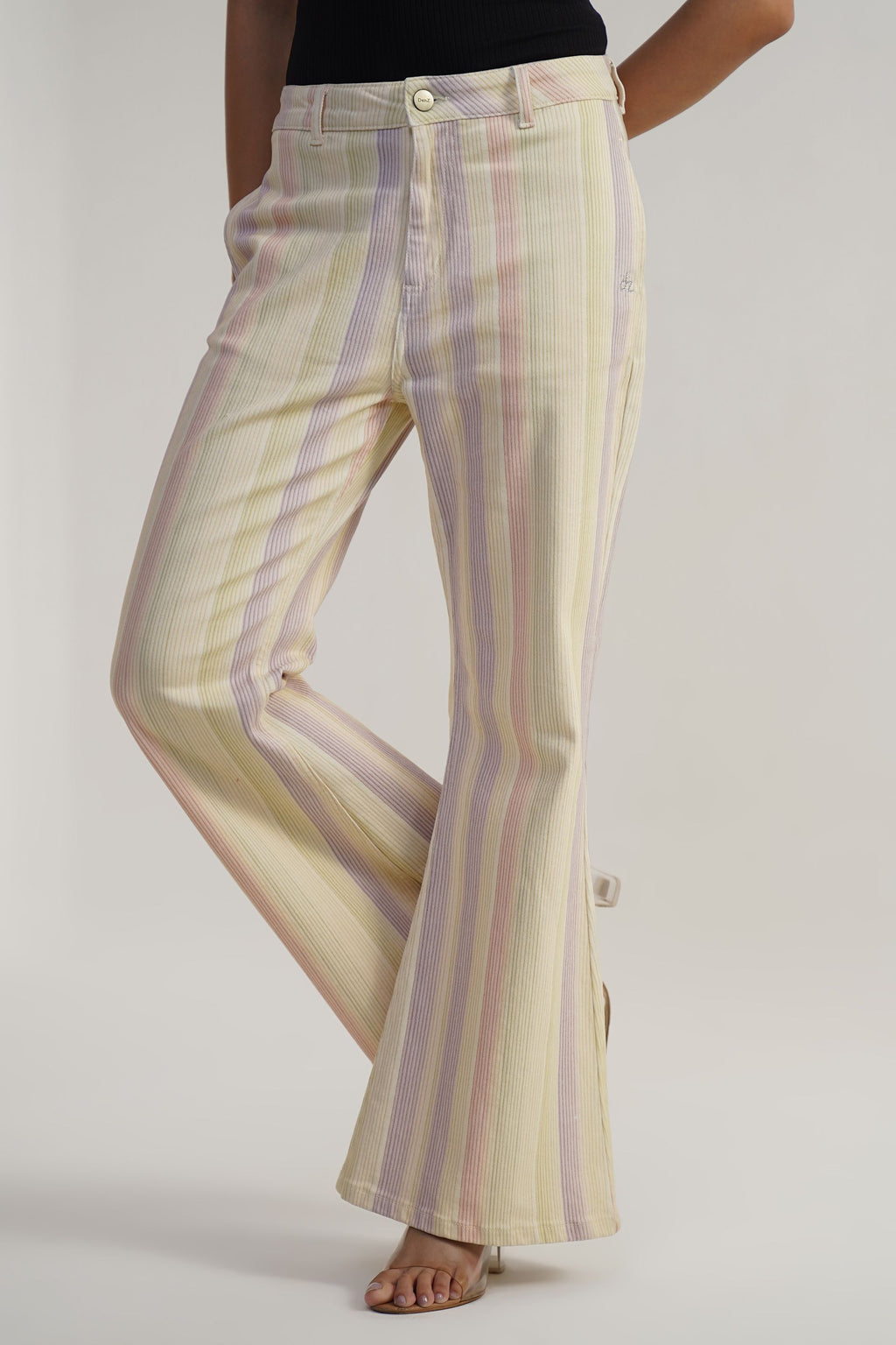 Striped Flare Aura | High Rise Flare Leg Jeans