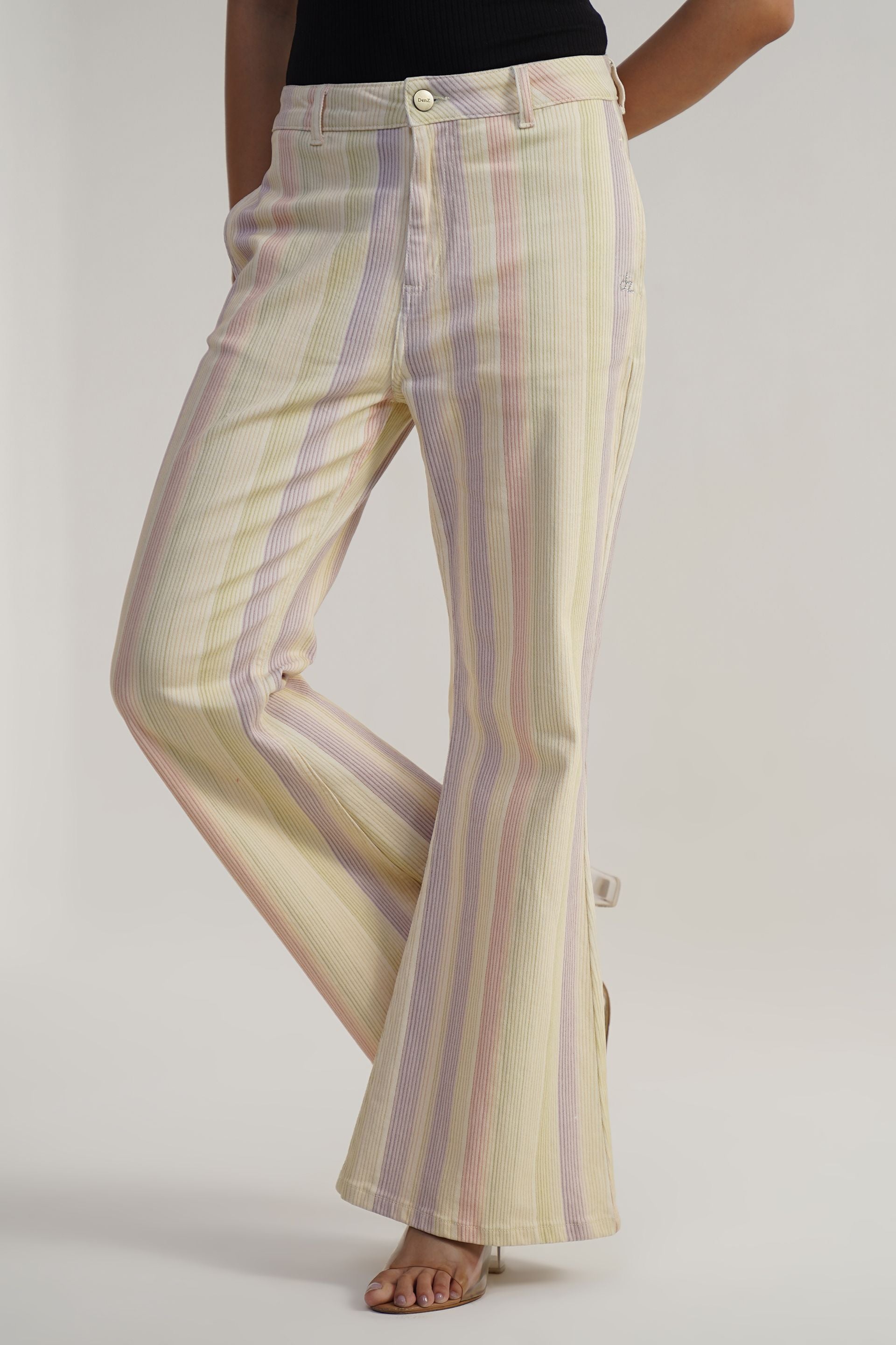 Striped Flare Aura | High Rise Flare Leg Jeans