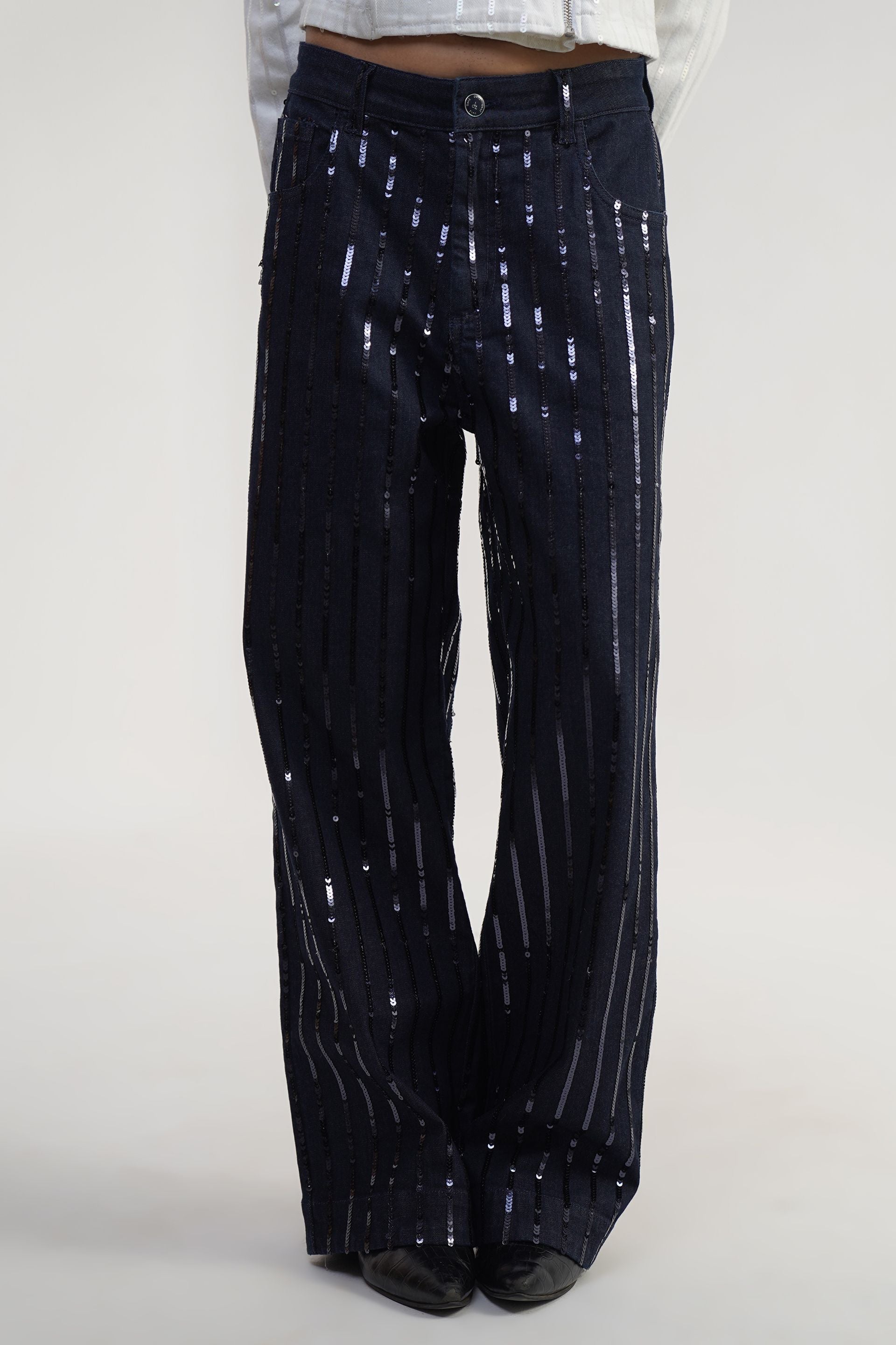 Men’s dark blue stretchable straight fit jeans in navy rinse wash, 98% cotton, SHINE SET style
