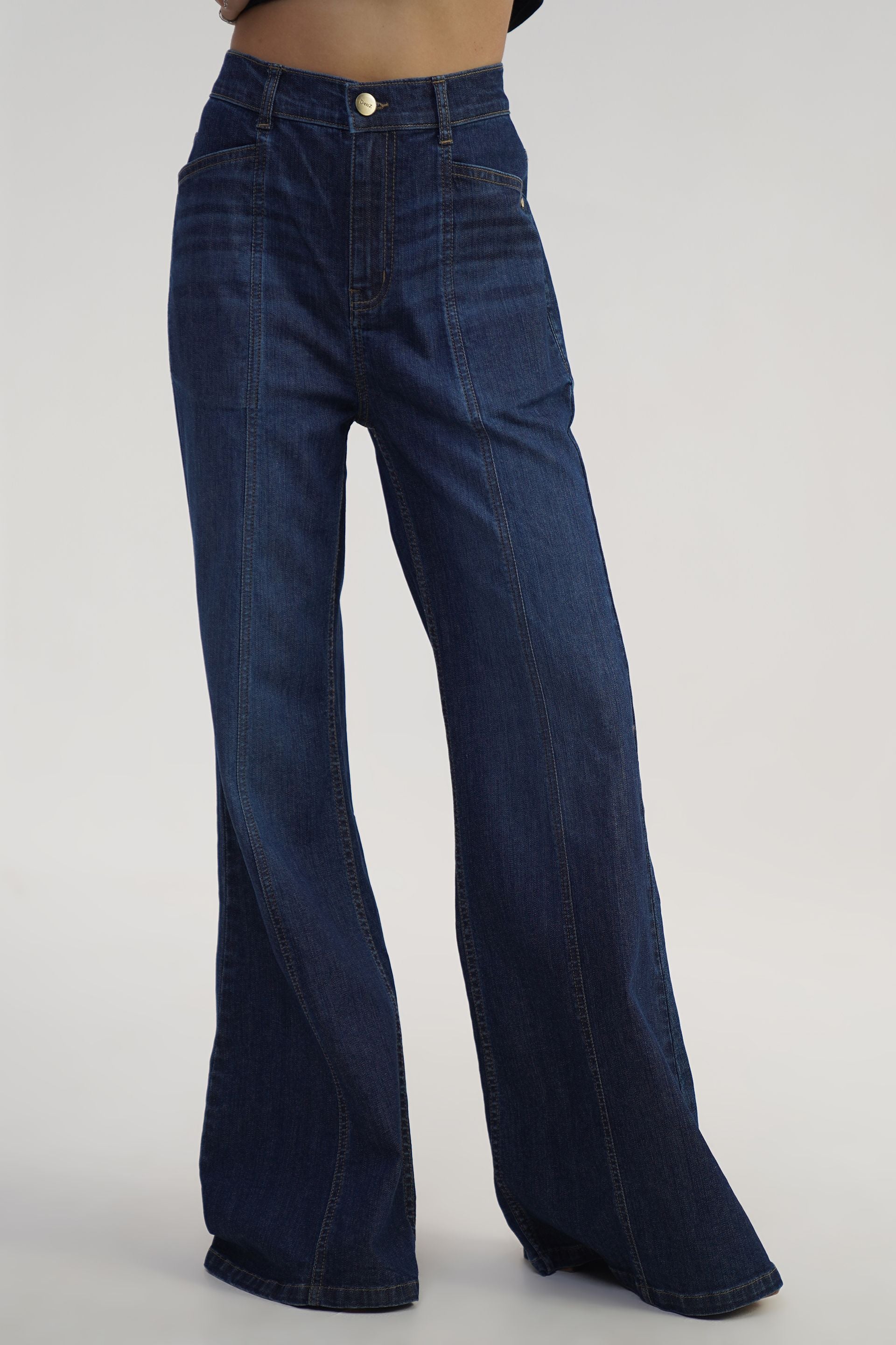 Dark Blue Stretchable Cotton Fabric Retro Regular Jeans