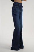 Dark Blue Stretchable Cotton Fabric Retro Regular Jeans