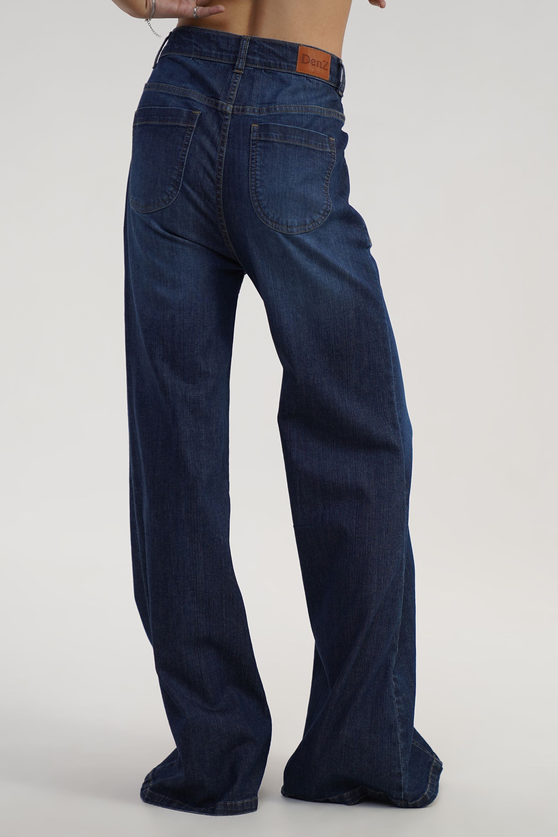 Dark Blue Stretchable Cotton Fabric Retro Regular Jeans