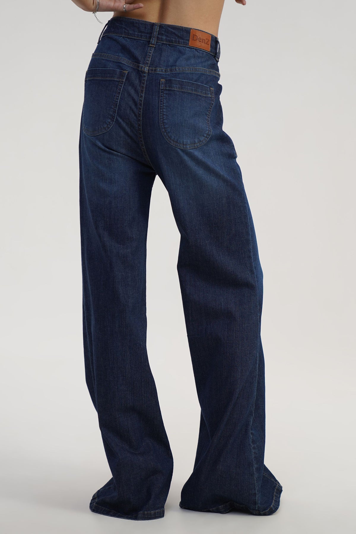 Dark Blue Stretchable Cotton Fabric Retro Regular Jeans
