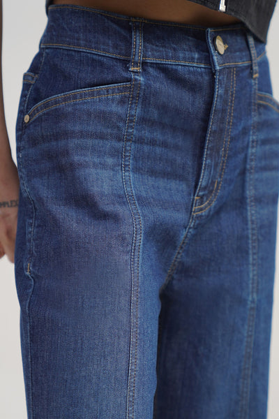 Dark Blue Stretchable Cotton Fabric Retro Regular Jeans