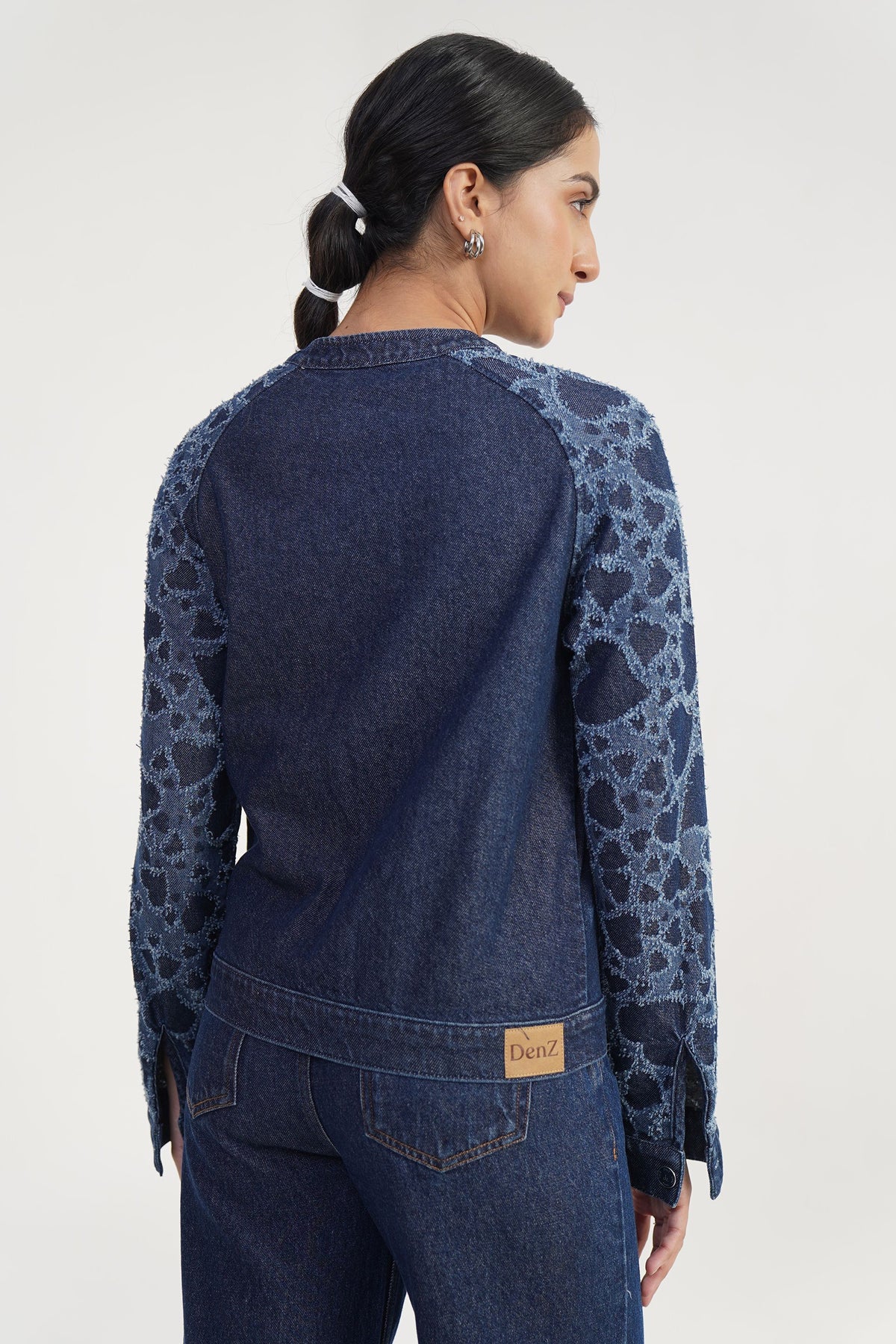 Textured Laser | Women's Laser Drill Denim Jacket