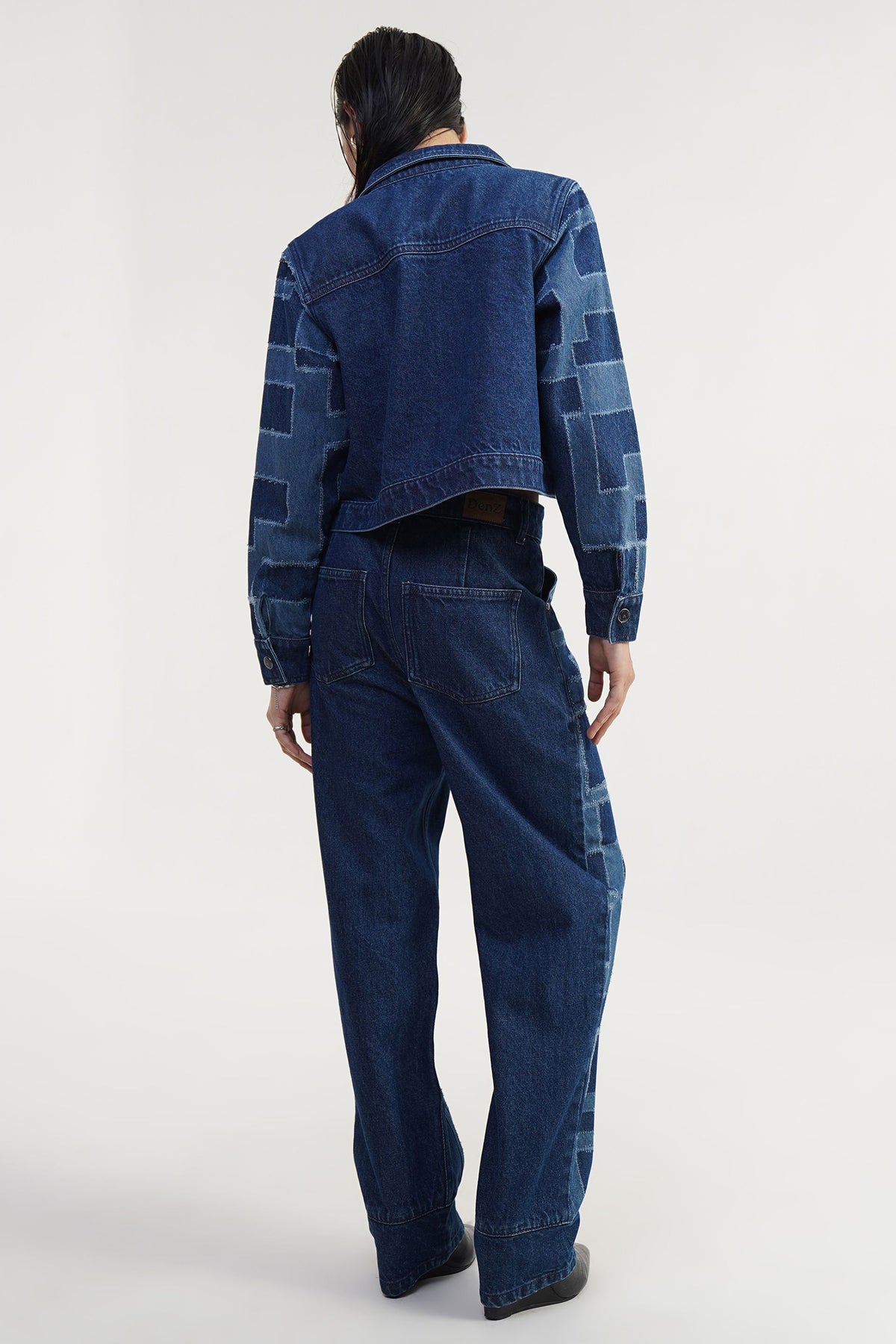 Urban Blue  Bastion | Laser Drill Printed Denim Crop Jacket