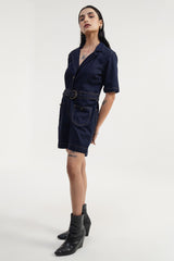 Cowgirl Play | Rinse Wash Short Jumpsuit with Belt