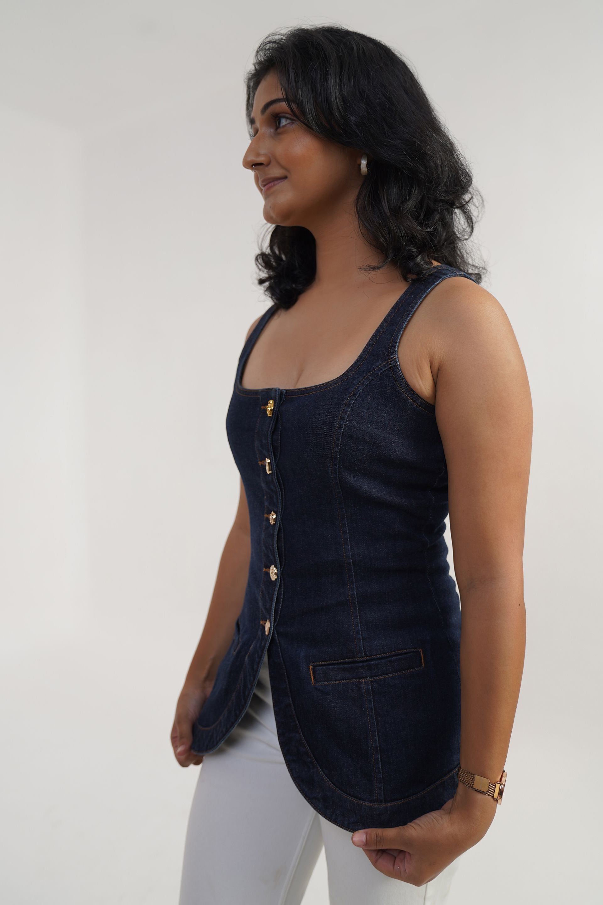 Rustic Row | Square neck Long Vest