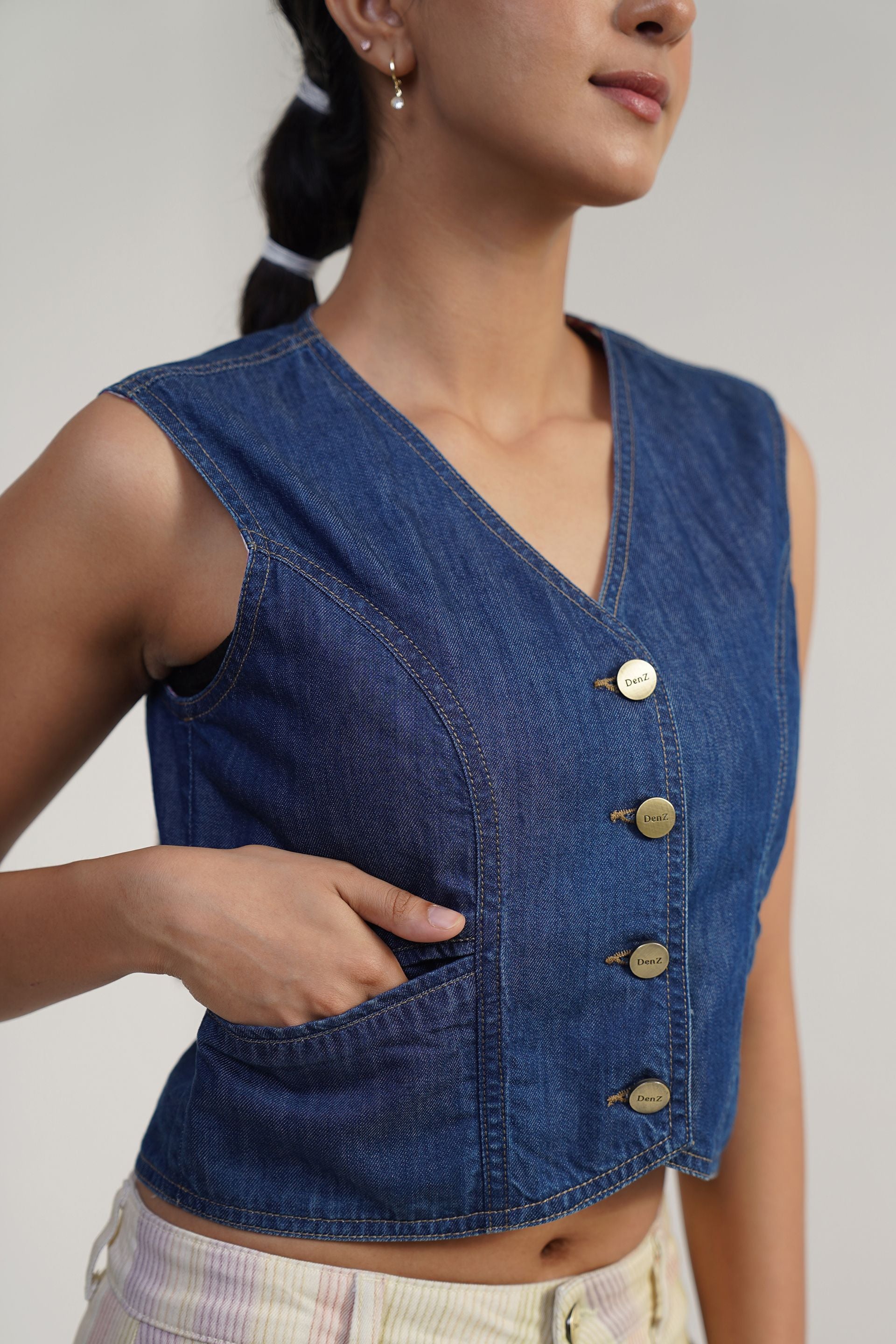 SOLACE , DENIM BLOOM | denim vest