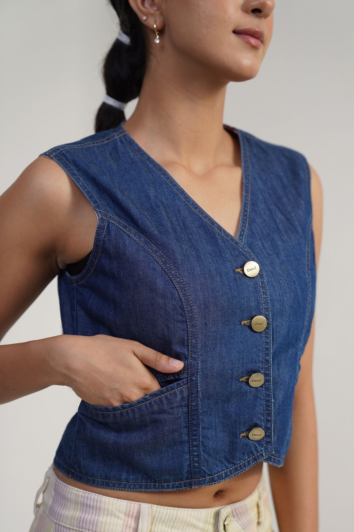 SOLACE , DENIM BLOOM | denim vest