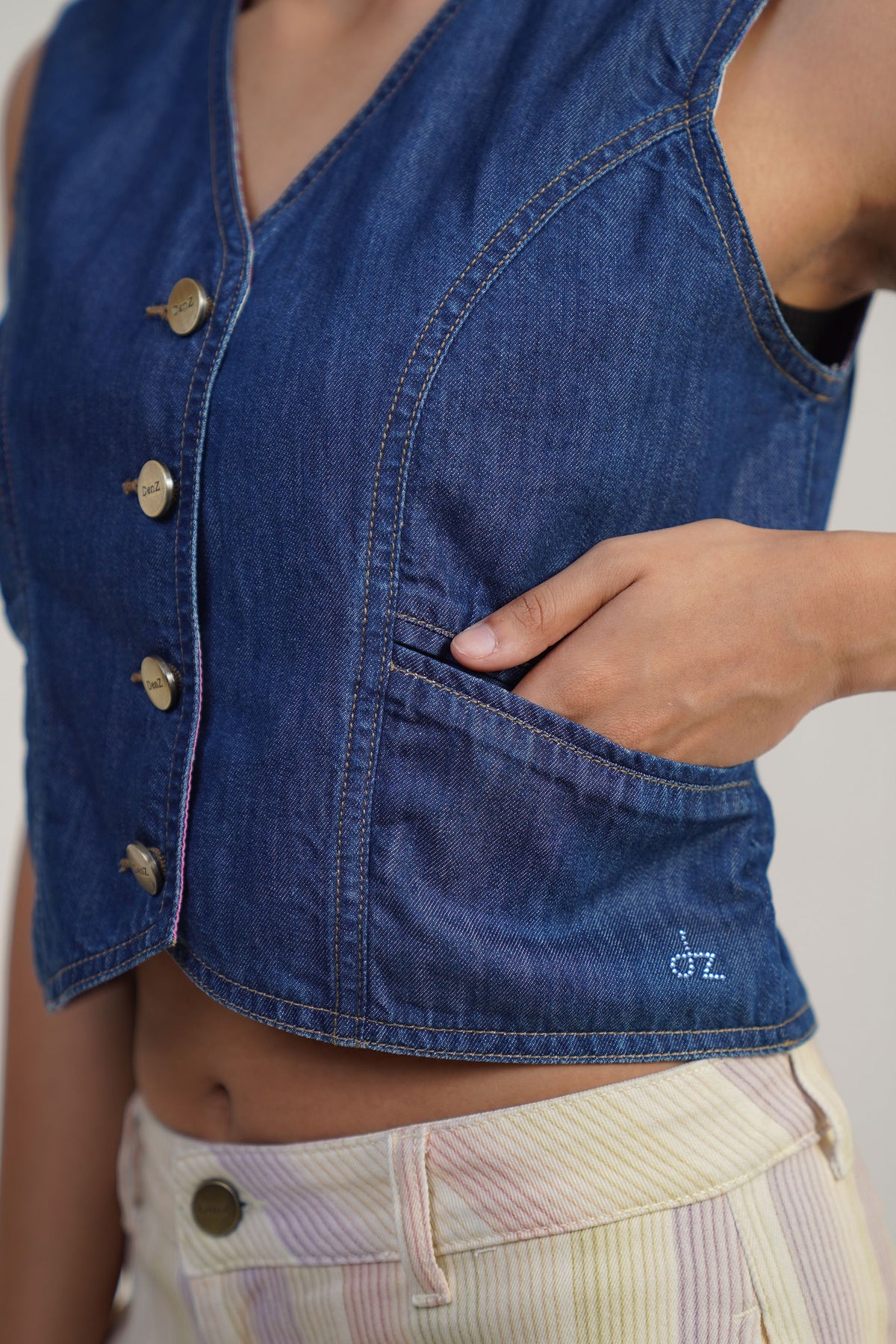 SOLACE , DENIM BLOOM | denim vest
