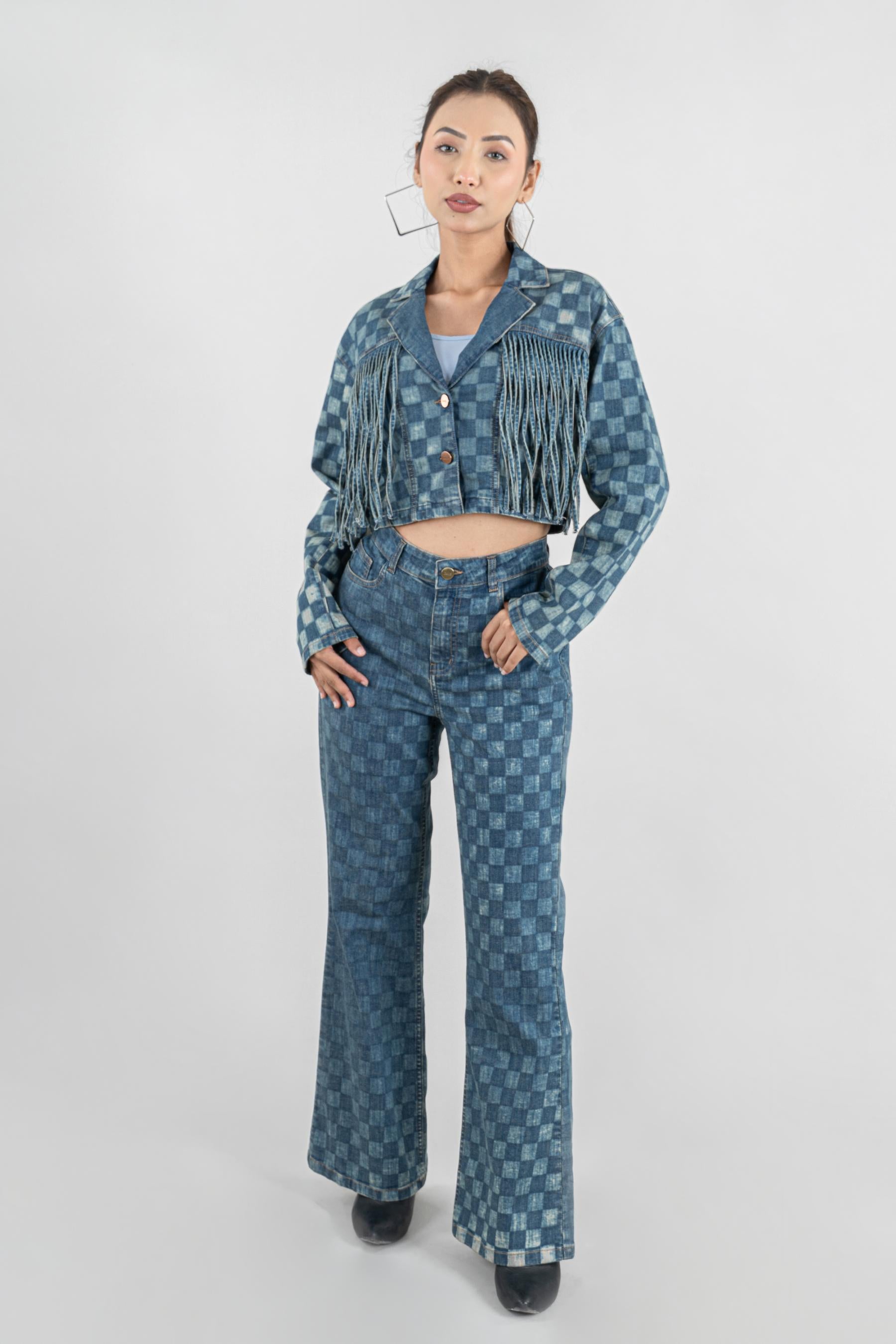 Western Echo | Women's Chequered Jeans