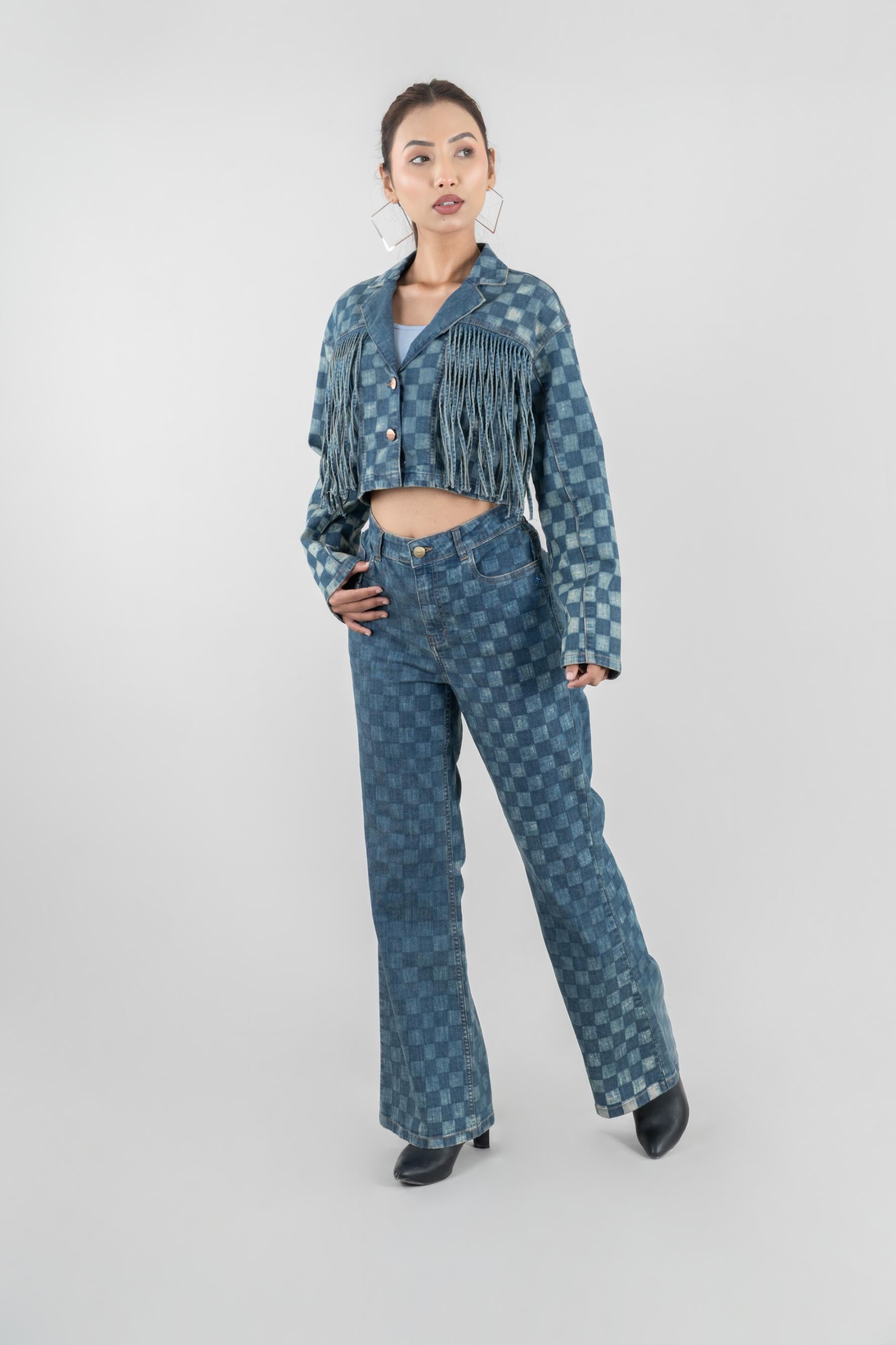 Western Echo | Women's Chequered Jeans