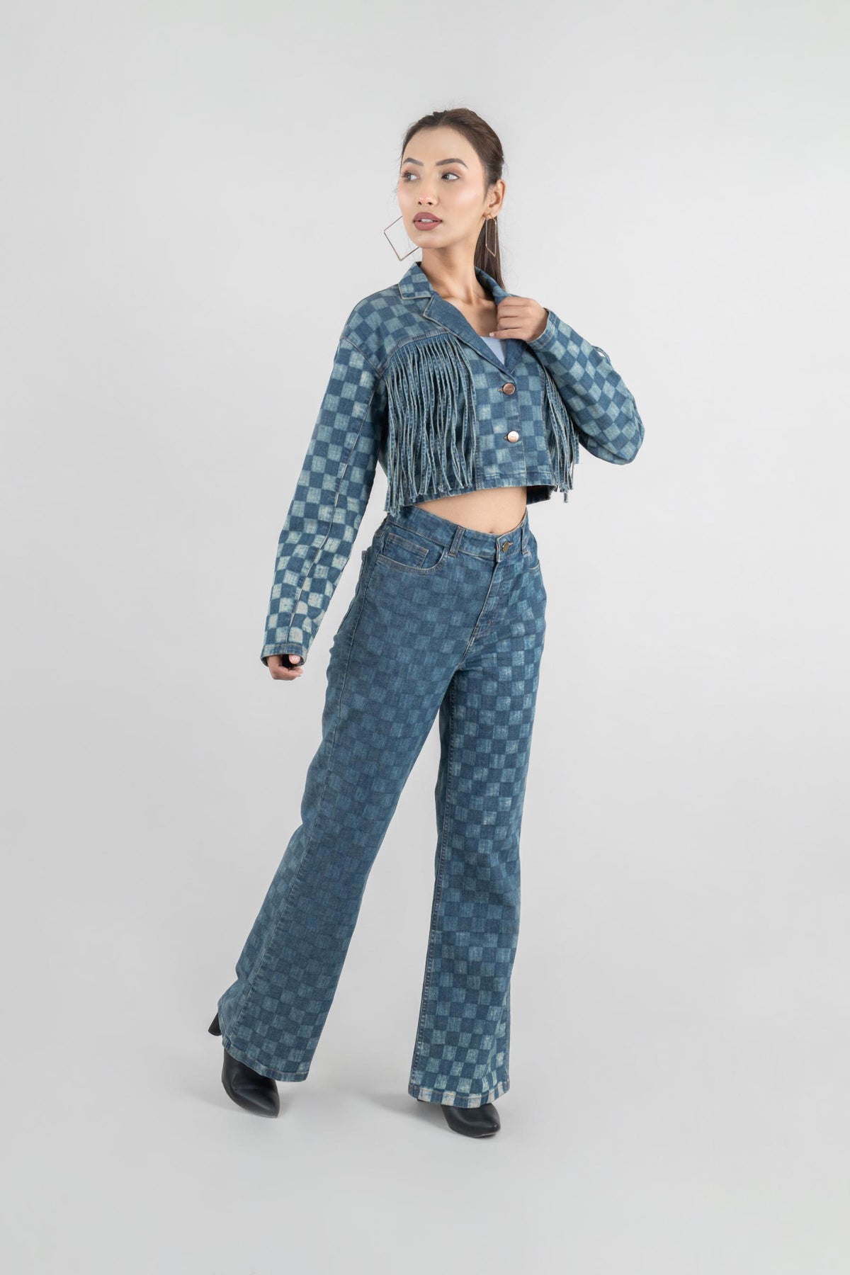 Western Echo | Women's Chequered Jeans