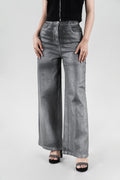 Grey Gleam | Denim Silver Foil Jeans