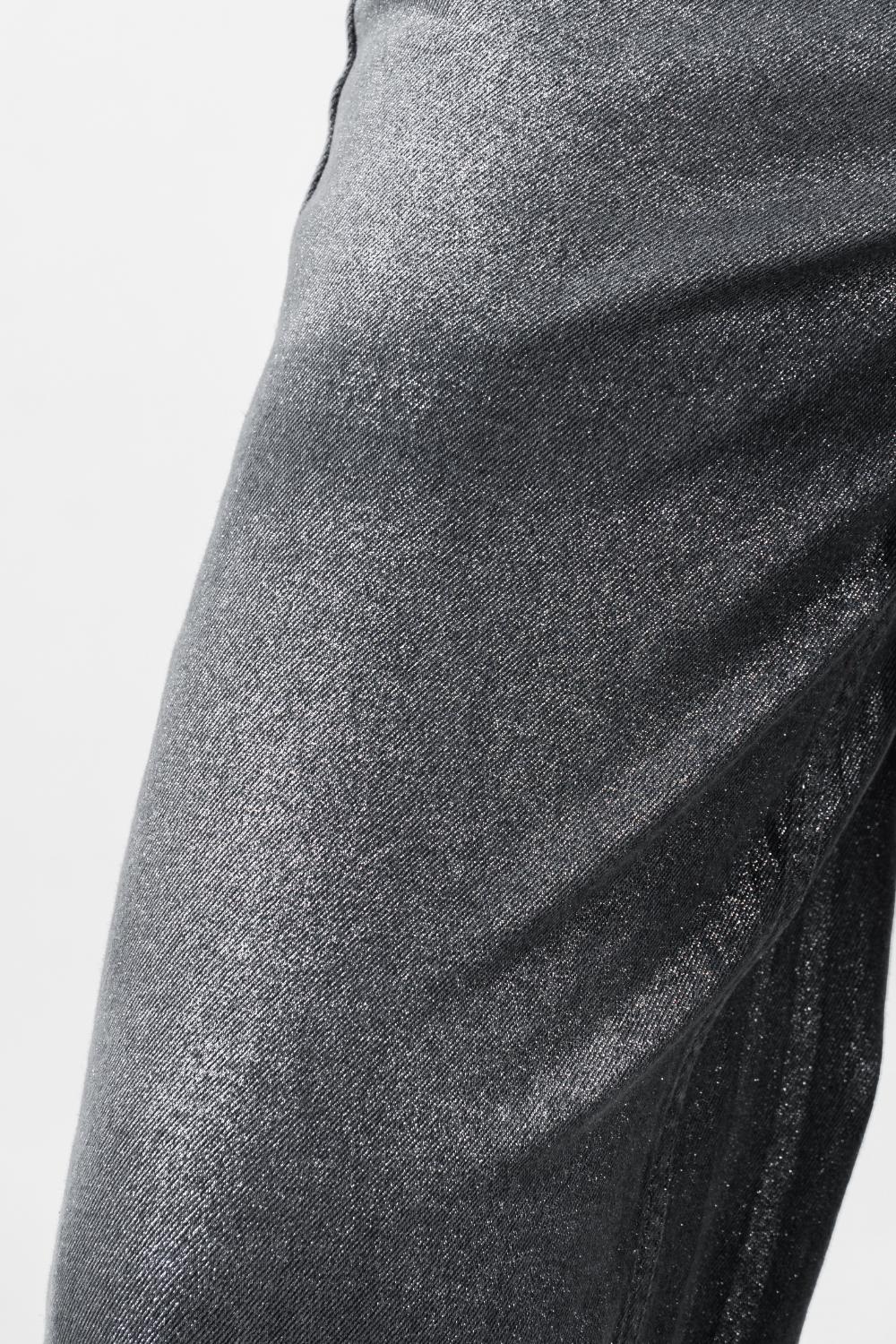 Grey Gleam | Denim Silver Foil Jeans