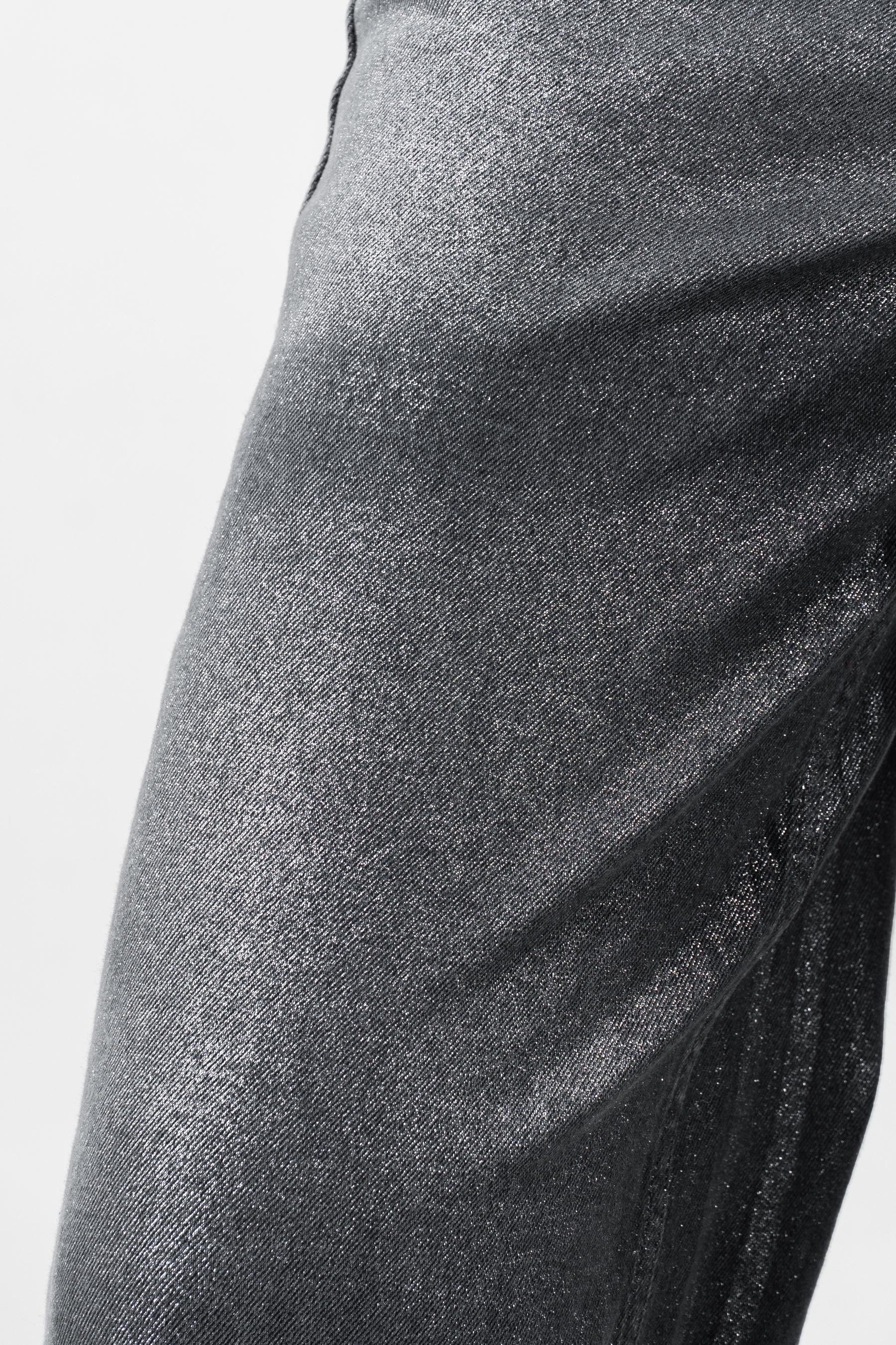 Grey Gleam | Denim Silver Foil Jeans
