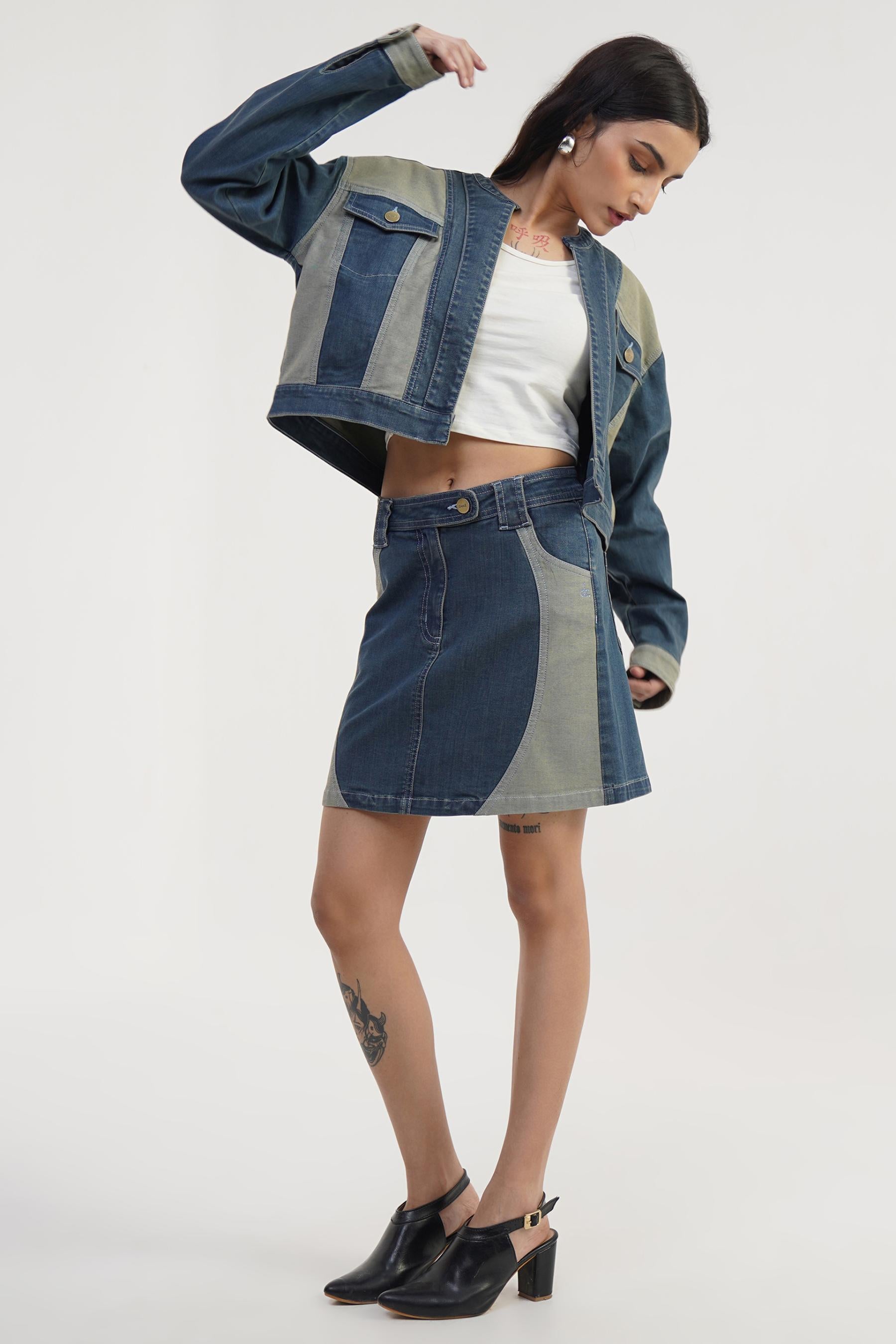 Tinted Blue Denim Co-ord Set for Women, Relaxed Urban Fit