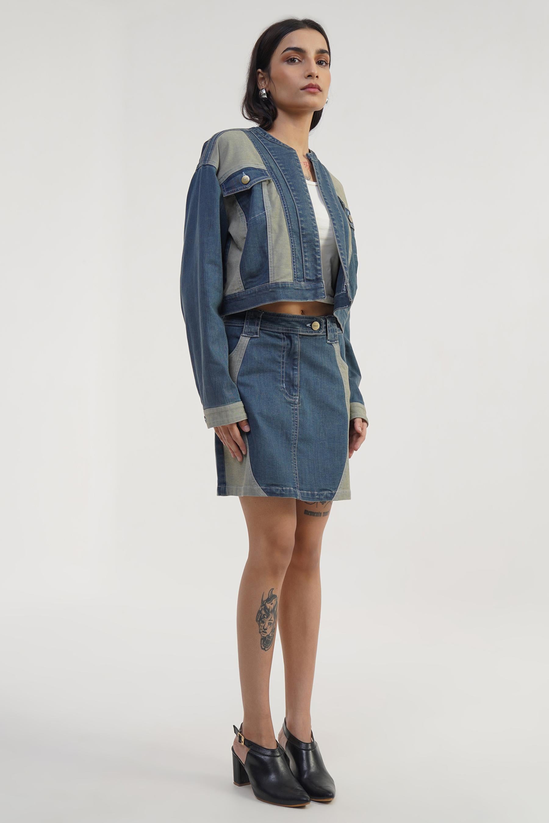 Tinted Blue Denim Co-ord Set for Women, Relaxed Urban Fit