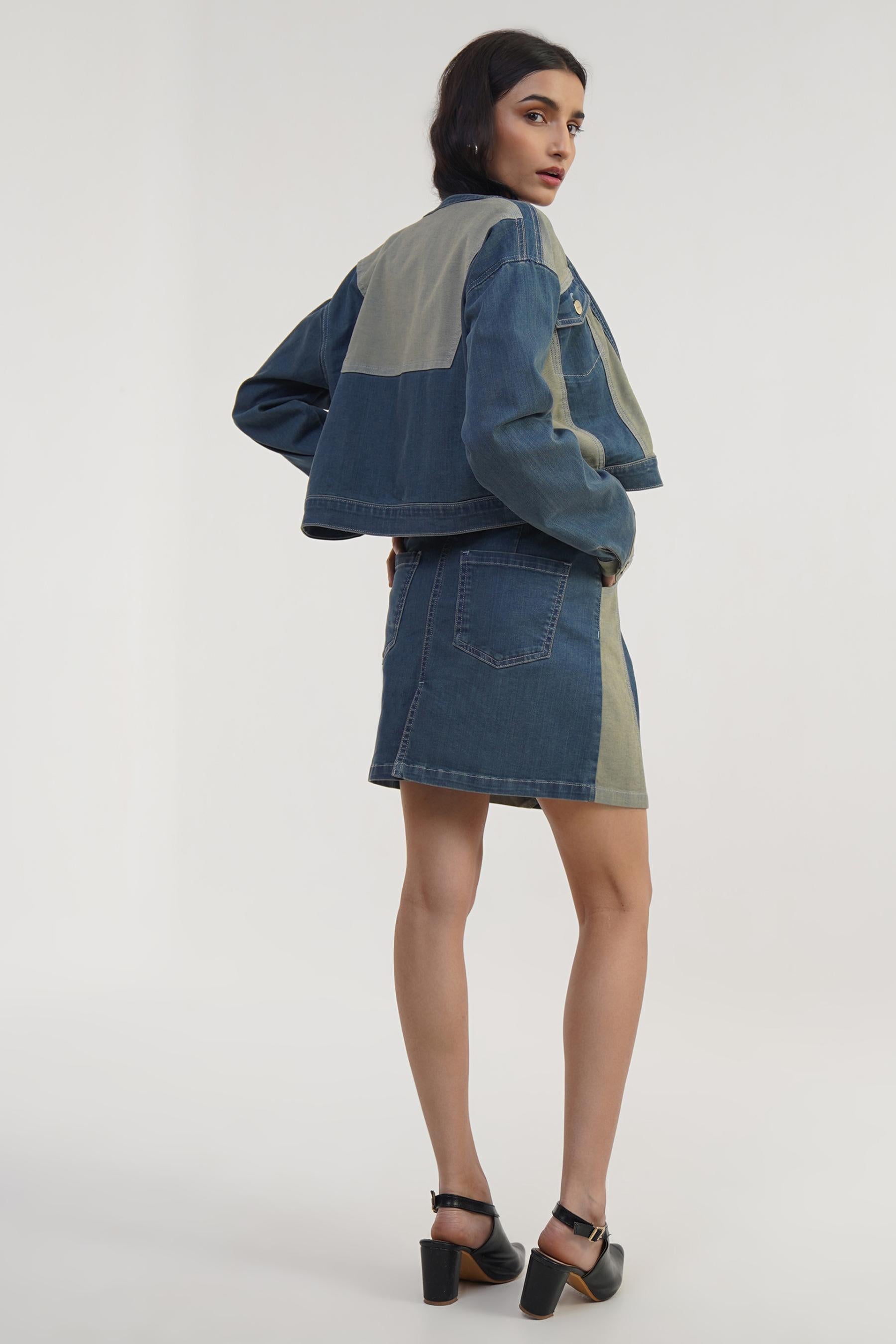 Tinted Blue Denim Co-ord Set for Women, Relaxed Urban Fit