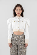 Ivory denim co-ord set for women, 100% cotton urban look, bio-wash, sizes XS-XL, made in India