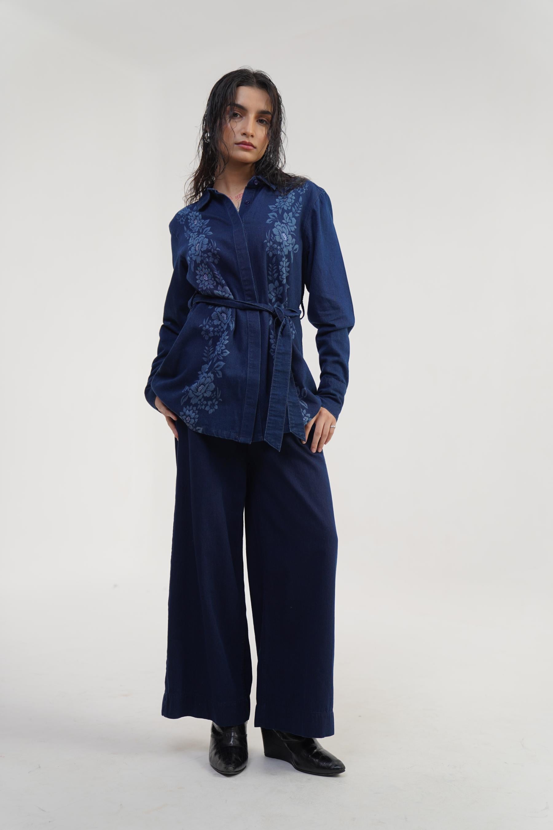 Blue casual set for women, 100% cotton co-ord set, minimal look, sizes XS-XL, made in India