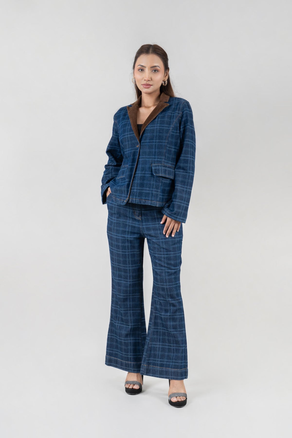 Dark Blue Denim Co-ord Set for Women | Retro Relaxed Fit