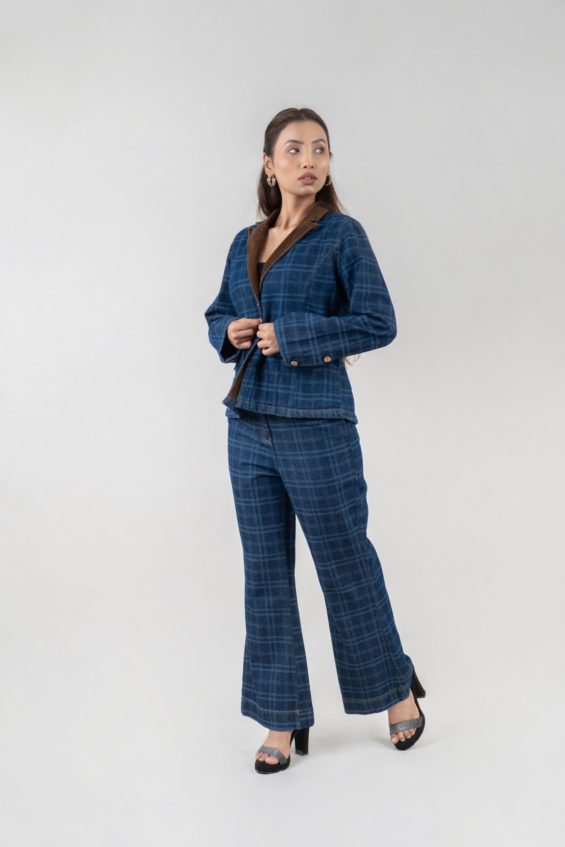 Dark Blue Denim Co-ord Set for Women | Retro Relaxed Fit