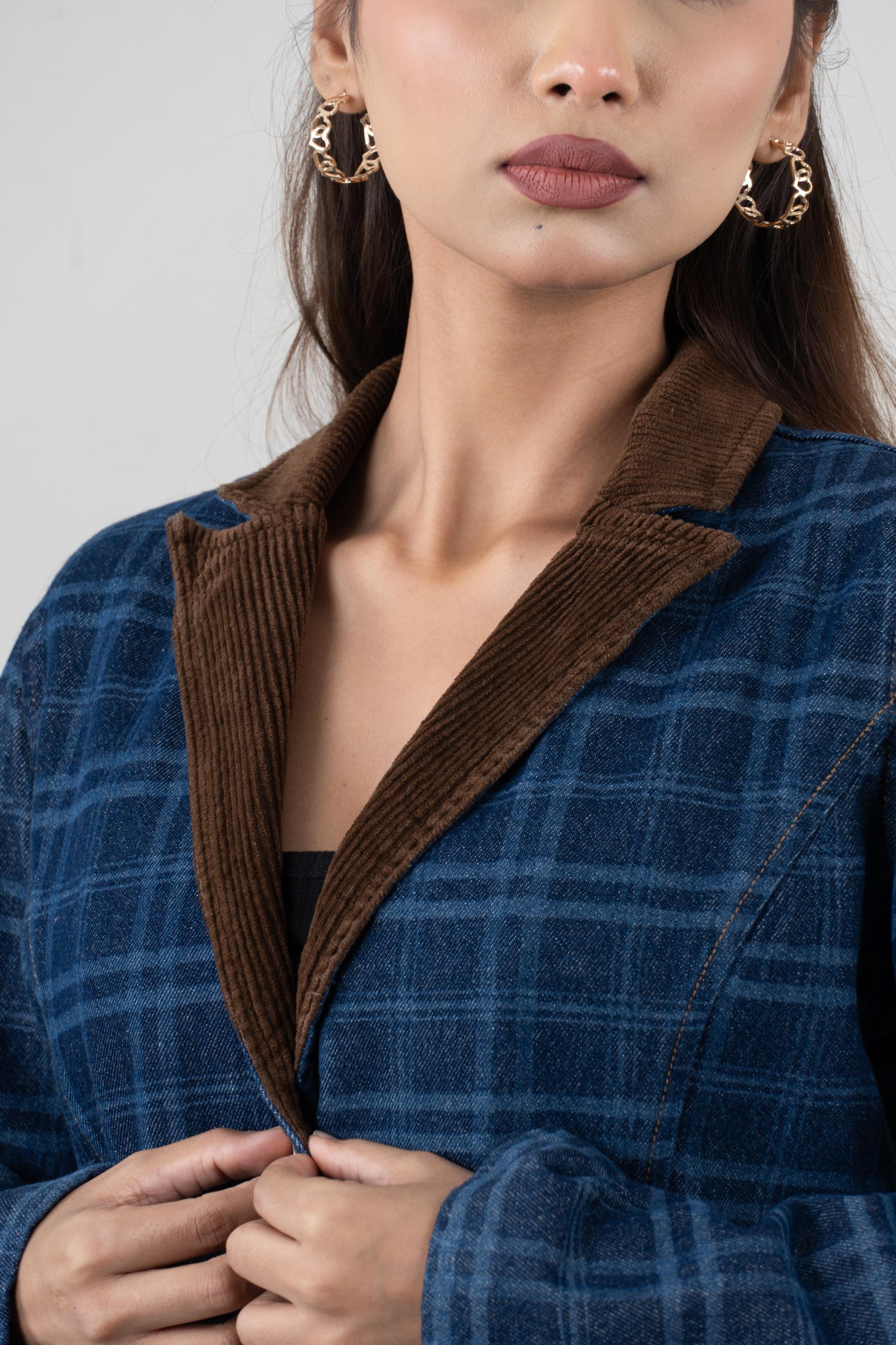 Dark Blue Denim Co-ord Set for Women | Retro Relaxed Fit