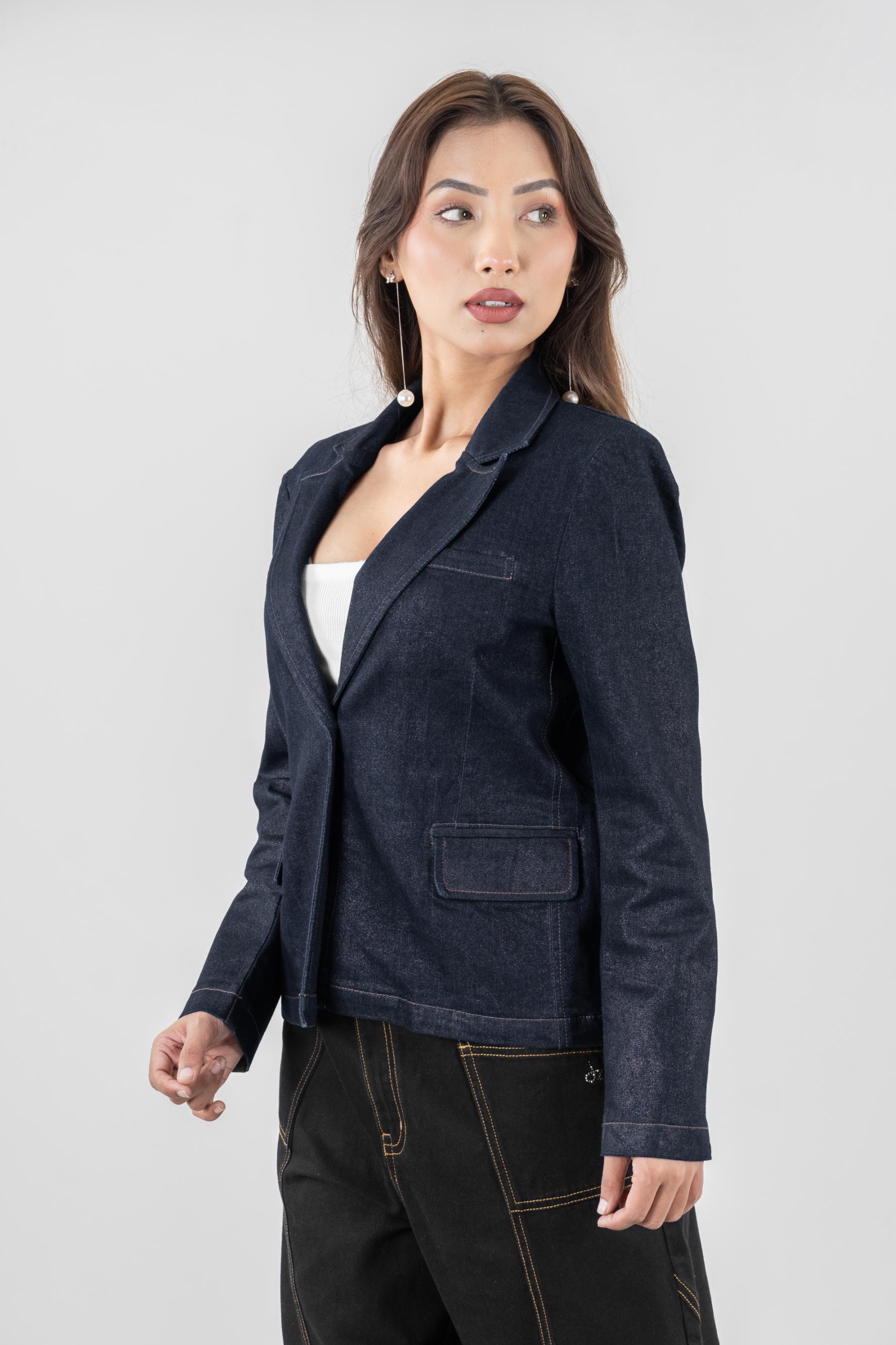 Bronze Babe | Foil layered Denim Blazer